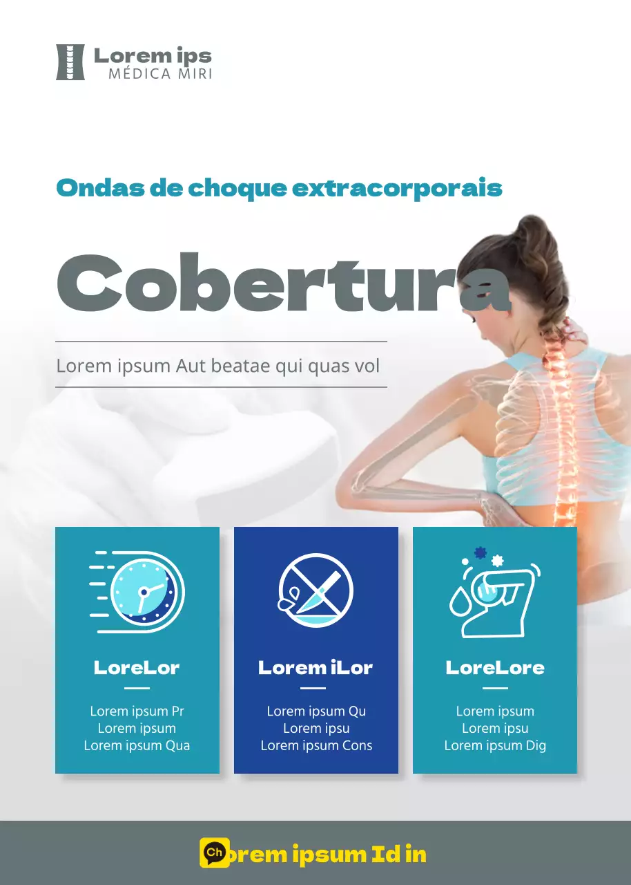 Fotos azuis e ícones de linha Conceito limpo tema ortopédico