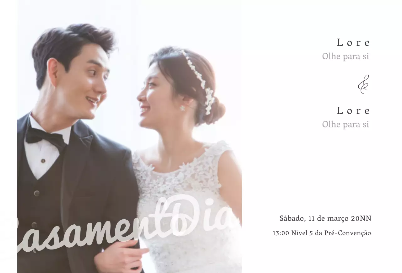Convites de casamento com um esquema fotográfico simples