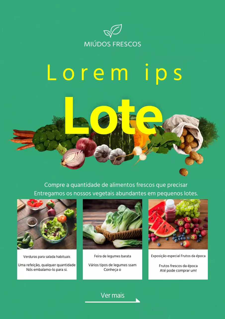 Promover os distribuidores de sacos de legumes verdes e amarelos