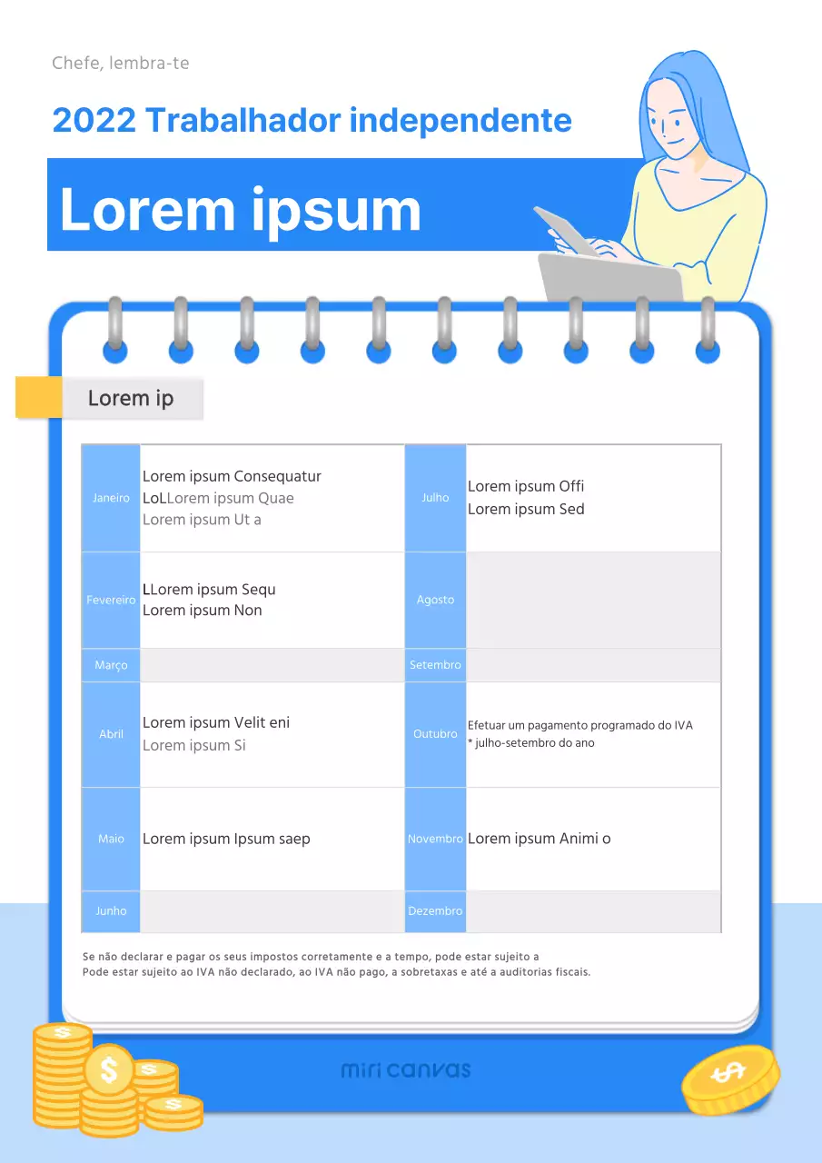 Cartaz azul do andaime da declaração de imposto sobre os trabalhadores independentes
