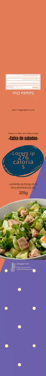 laranja roxo foto salada rótulo de informação alimentar