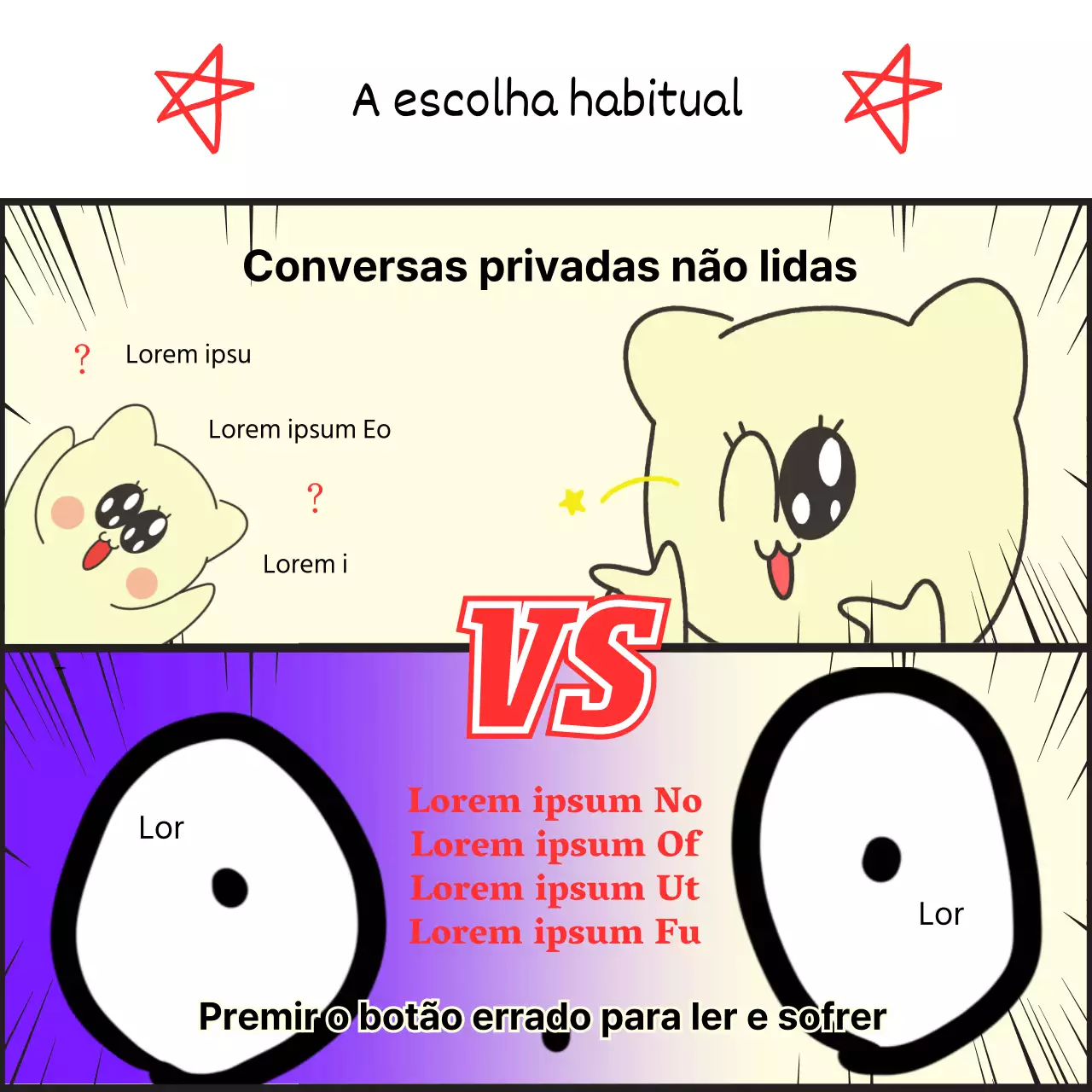 Escolhas extremas com fundos amarelos e roxos contrastantes
