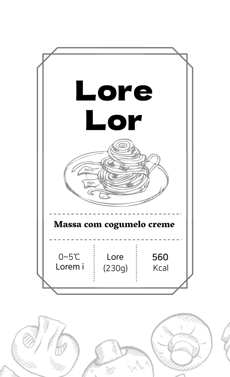 Rótulos alimentares limpos, ilustrados a branco