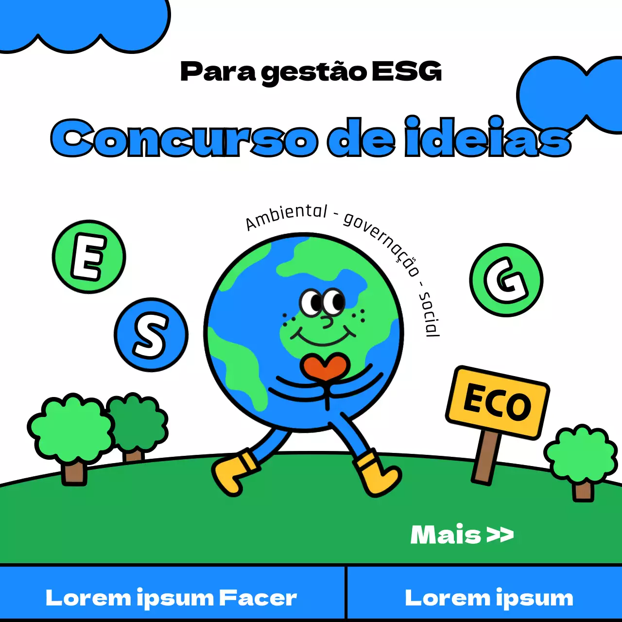 Concurso de Ideias ESG com um toque kitsch azul e verde