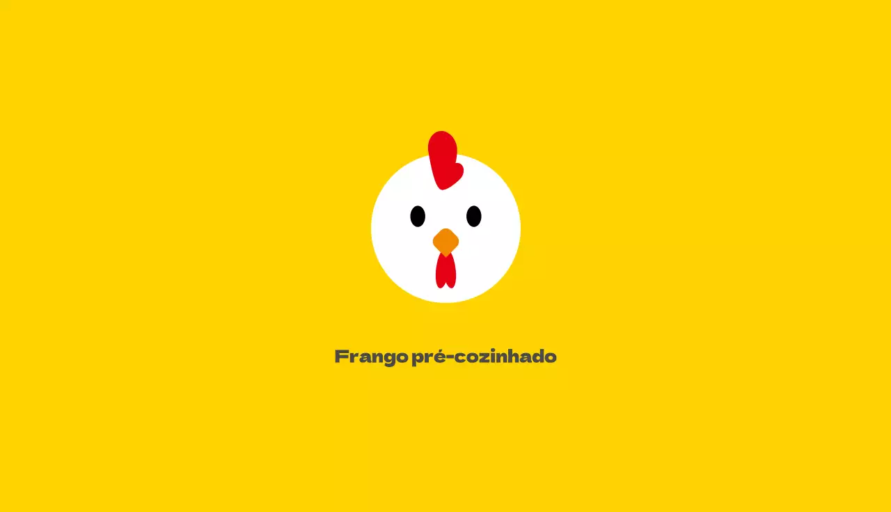 Cartão de visita de galinha ilustrado a vermelho e amarelo