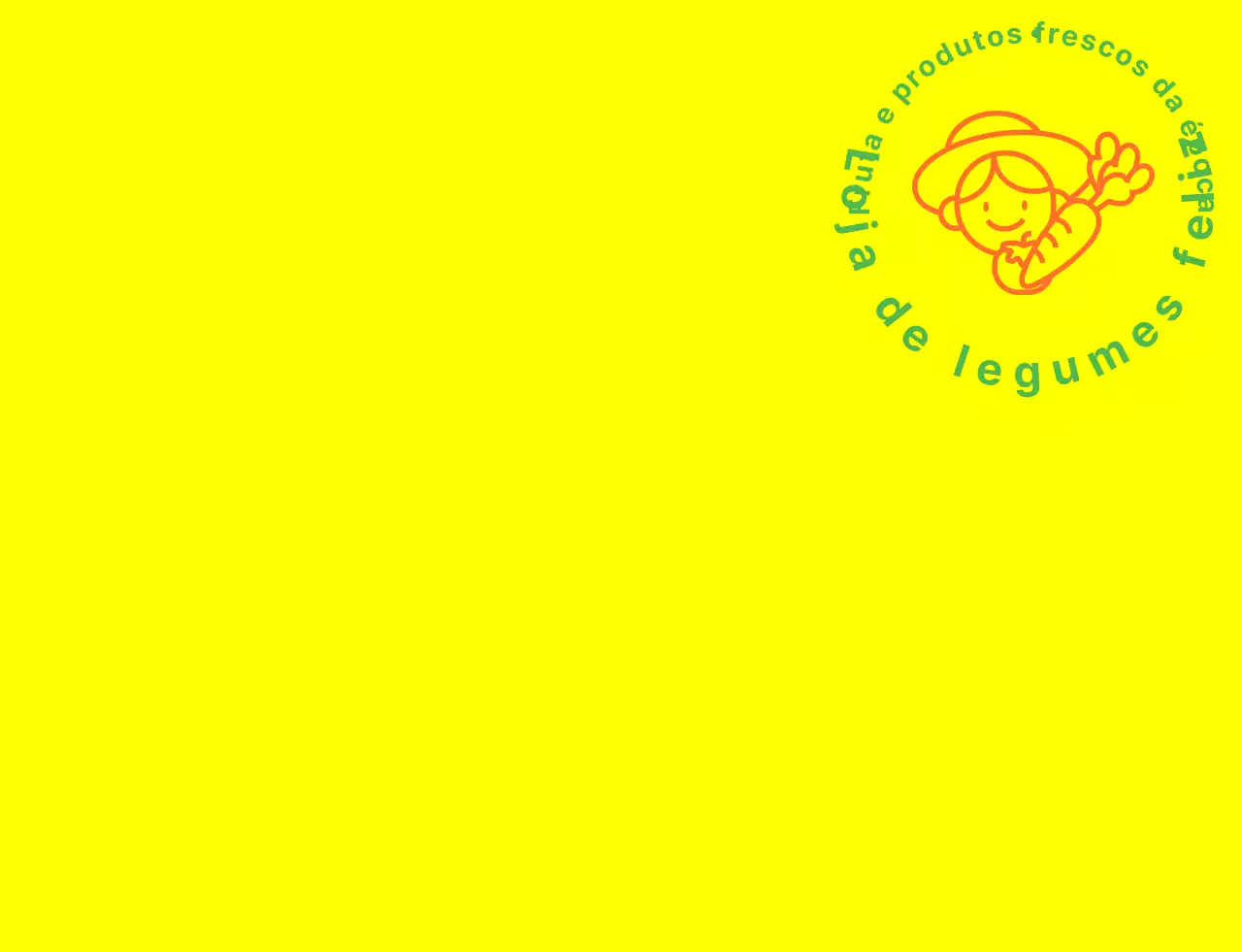 Colete de loja de legumes com ilustração de linhas simples em amarelo, verde e laranja