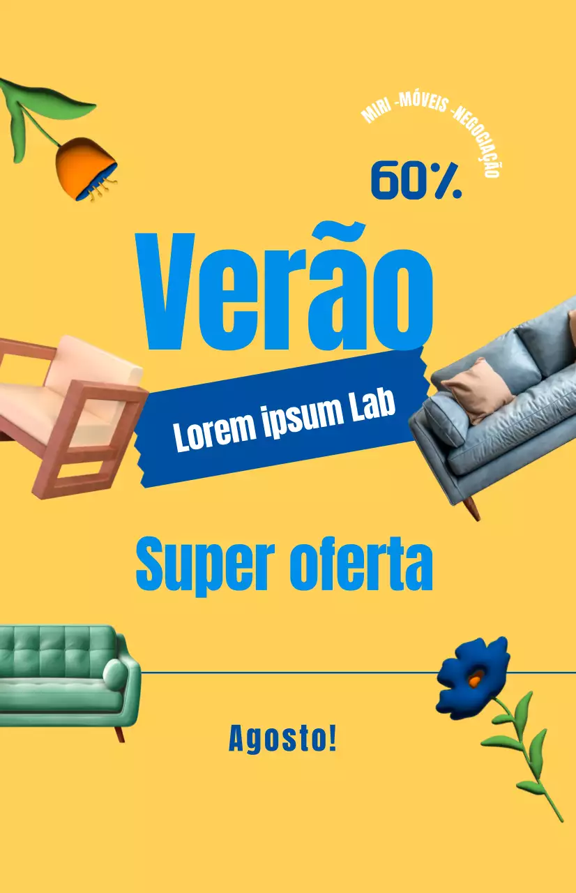 Promover uma venda de mobiliário com um fundo amarelo
