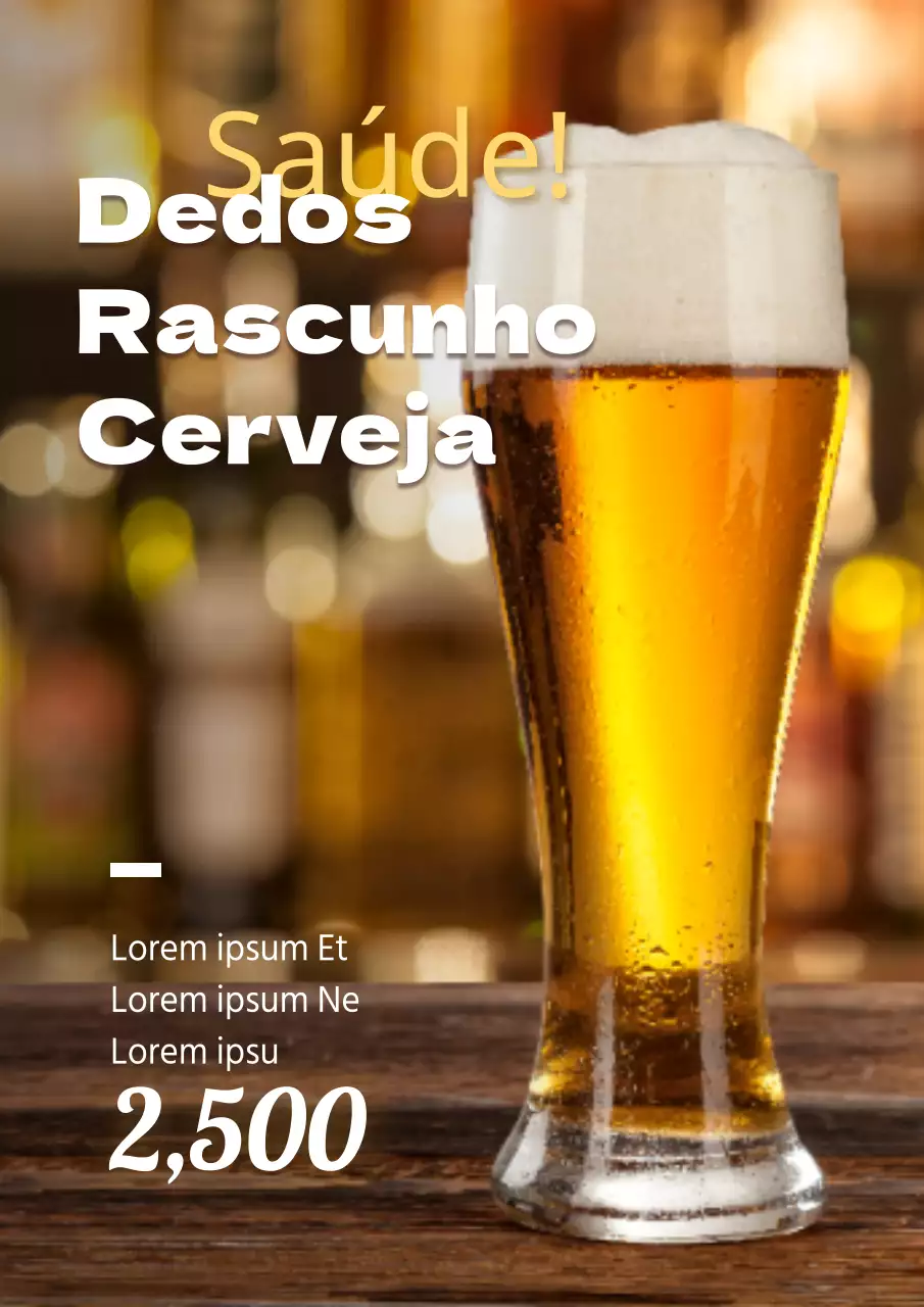 Promover cervejas de bar com uma fotografia de uma cerveja a amarelo