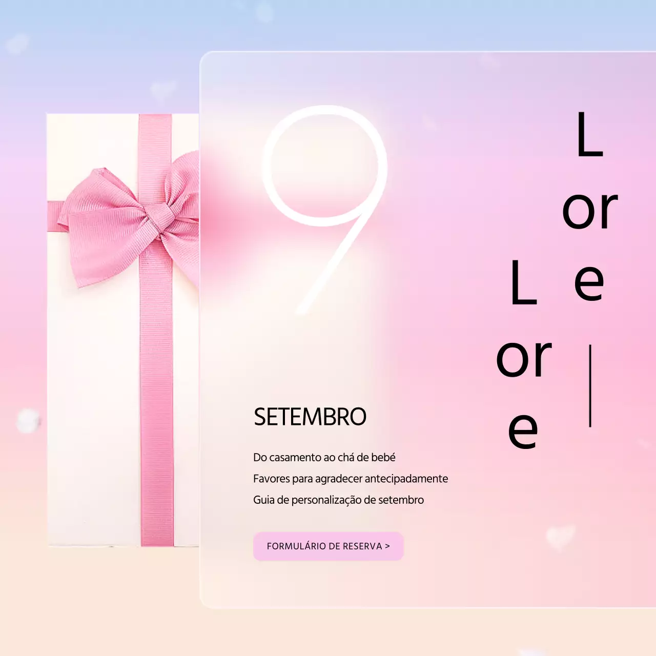 Instruções para encomendar um presente de glamour rosa e azul claro