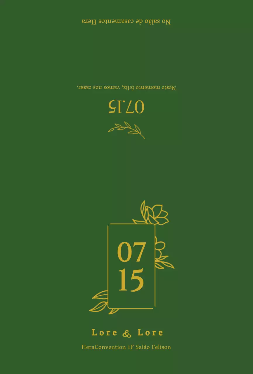 Convites de casamento luxuosos em verde escuro e folha de ouro