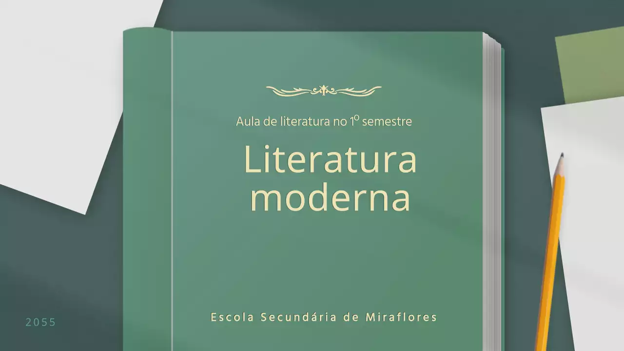 Ambiente verde e calmo Aula de literatura moderna