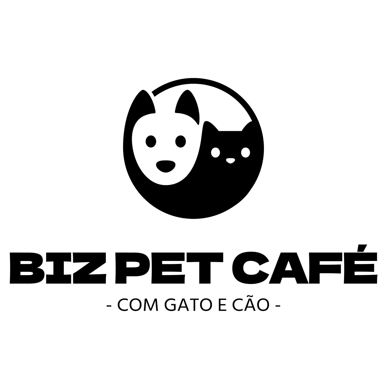 Ícone de cão e gato elegante estilo logótipo café para animais de estimação
