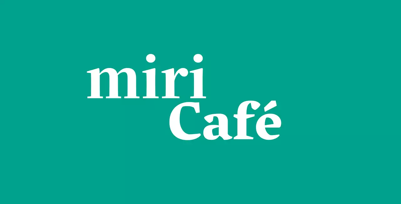 Café Ballette sobre um fundo turquesa com um logótipo em inglês