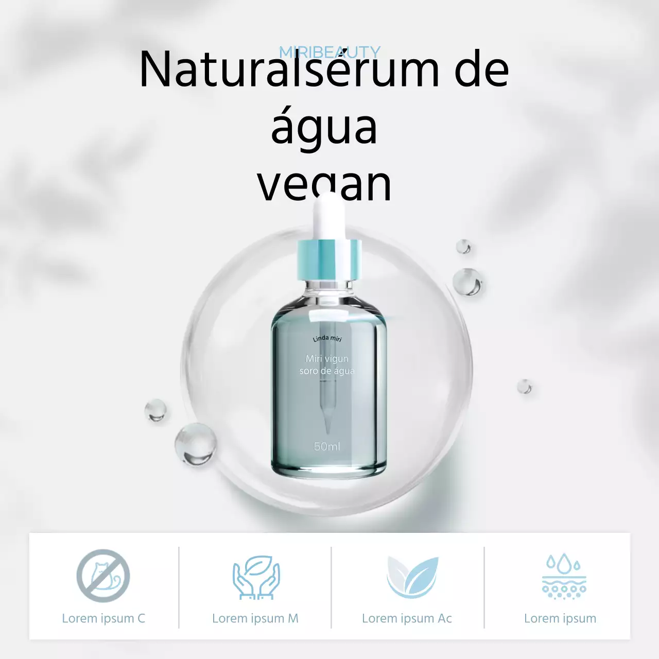 Cosméticos veganos de luxo em azul claro branco Feed do Instagram