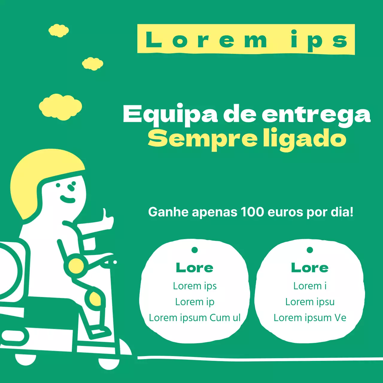 Recrutamento de entregadores e entregadoras verdes e fluorescentes