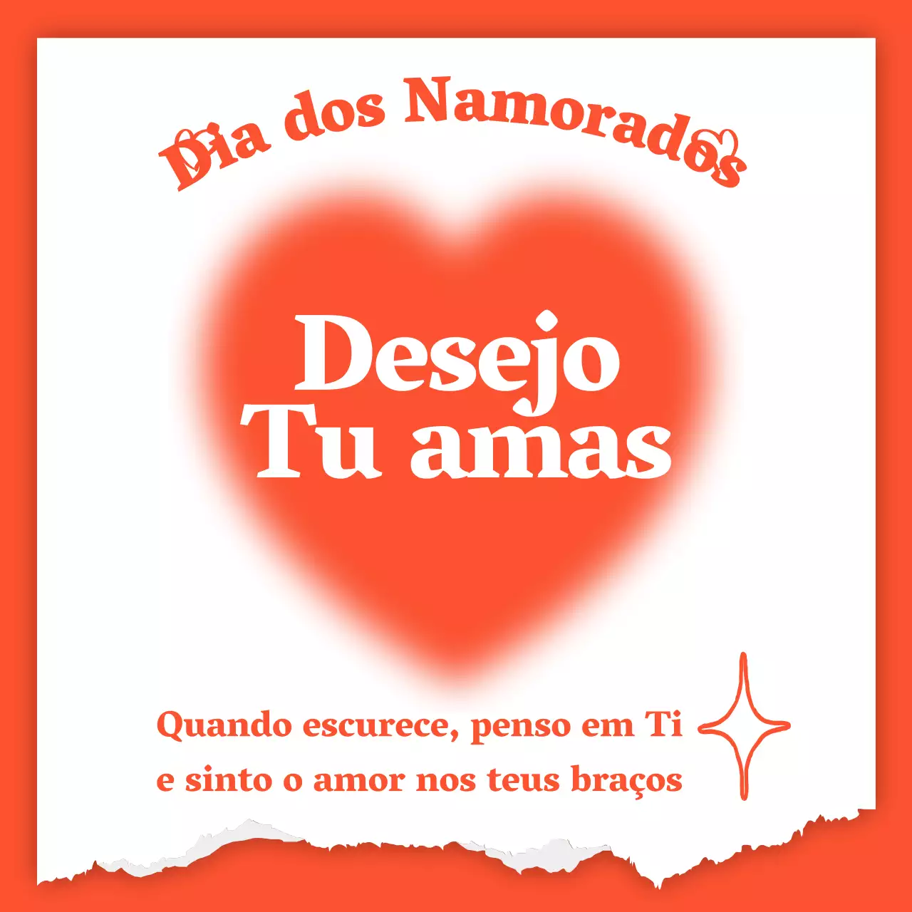 Coração dos Namorados em degradé sobre fundo laranja