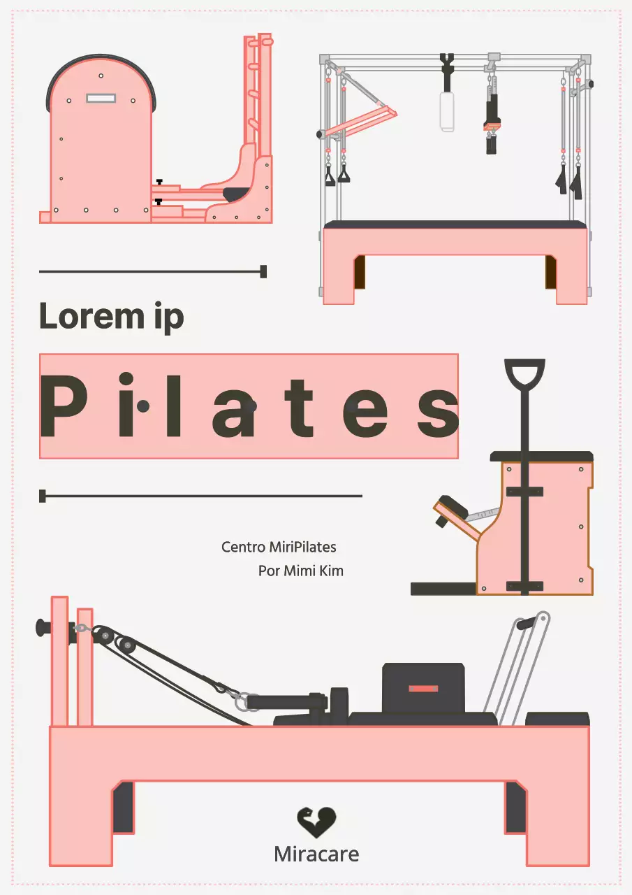 Tutorial de Pilates sobre pontos de aparelhos de Pilates cinzentos e cor-de-rosa