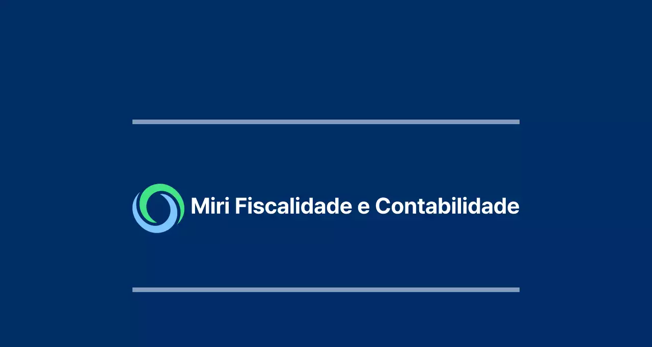Faixa azul-marinho de escritório público com o logótipo e o nome do serviço fiscal e de contabilidade.