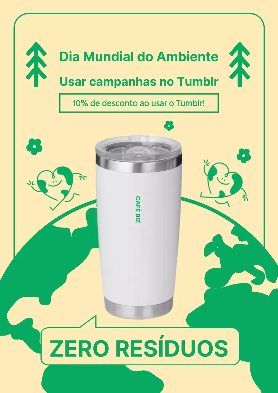Evento Tumblr com uma ilustração da Terra sobre um fundo amarelo