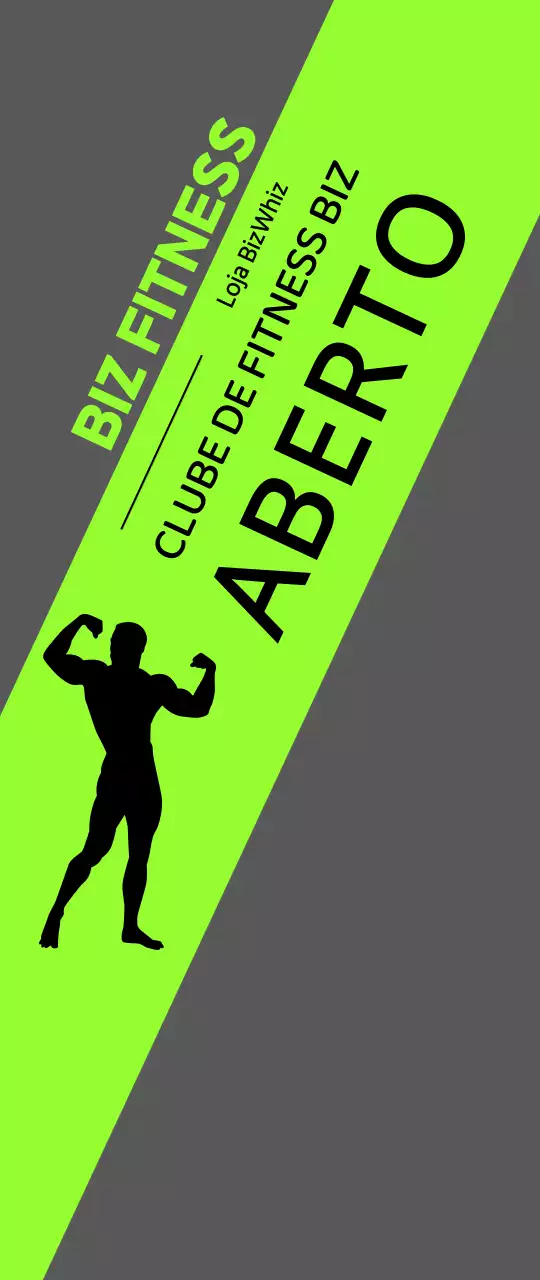 Cartaz de abertura do health club com silhueta de homem numa base fluorescente