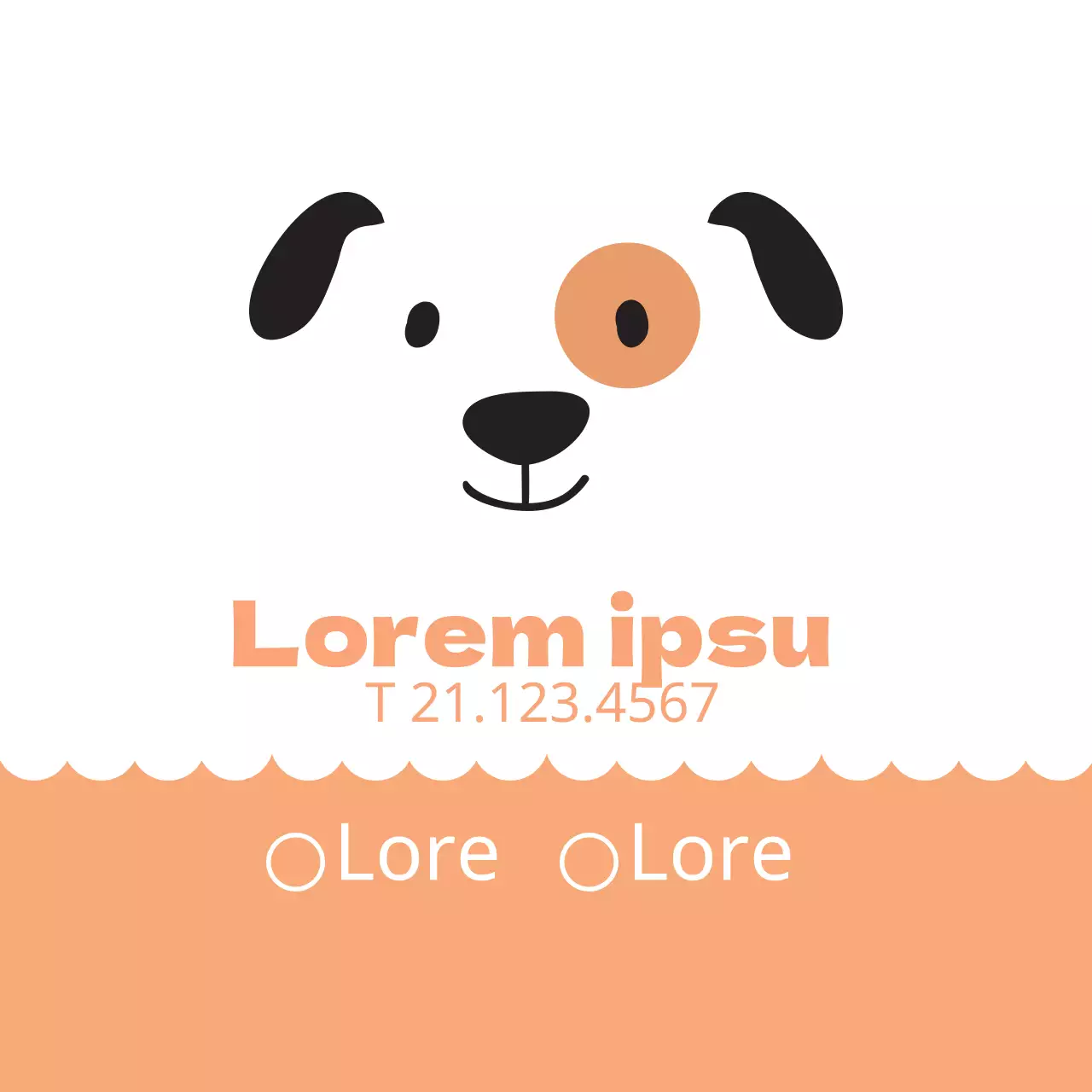 Etiqueta veterinária com moldura ondulada cor de laranja
