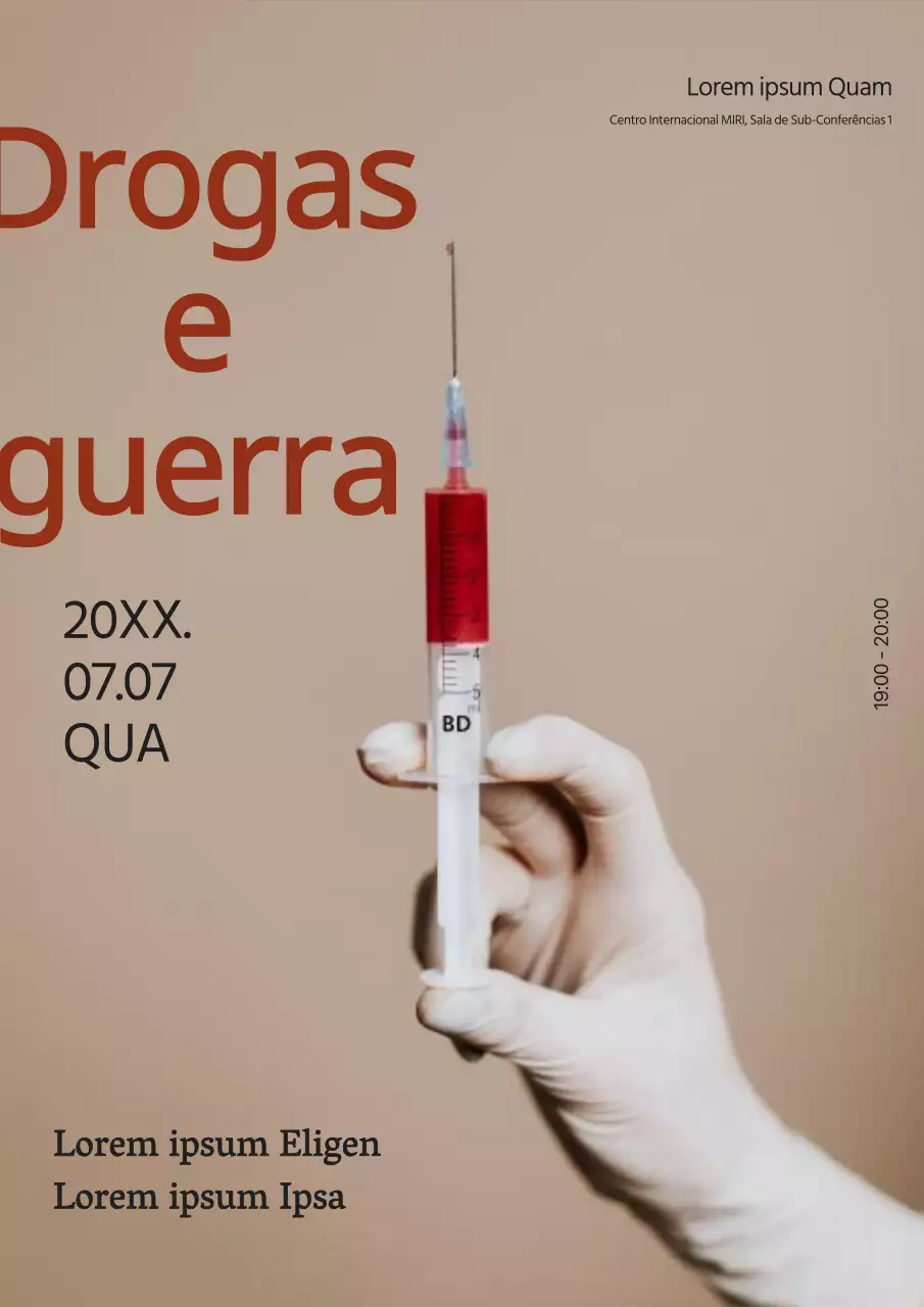Cartaz anti-droga em bege-vermelho