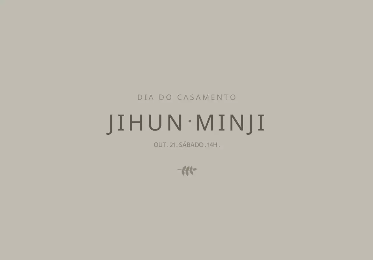 Envelopes para convites de casamento com um design simples, com ilustrações botânicas em cores suaves e os nomes dos noivos.
