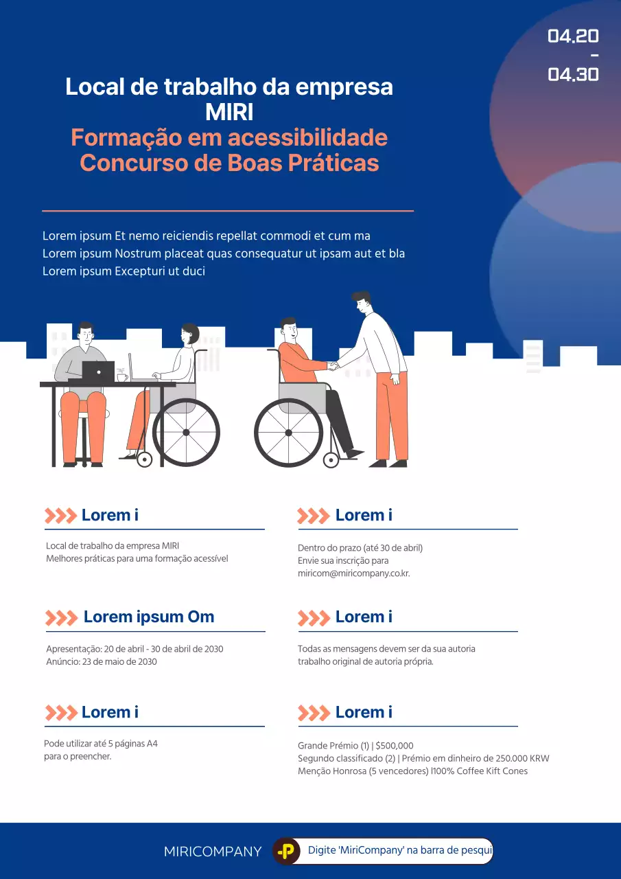 Concurso de boas práticas de formação inclusiva no local de trabalho com um conceito de ilustração azul calmante