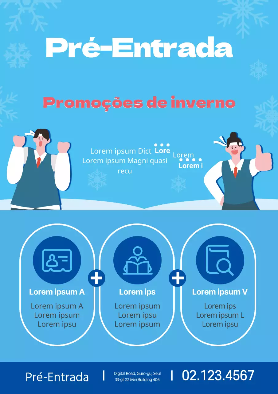 Vermelho Azul inverno Ilustração Admissões Promoção escolar