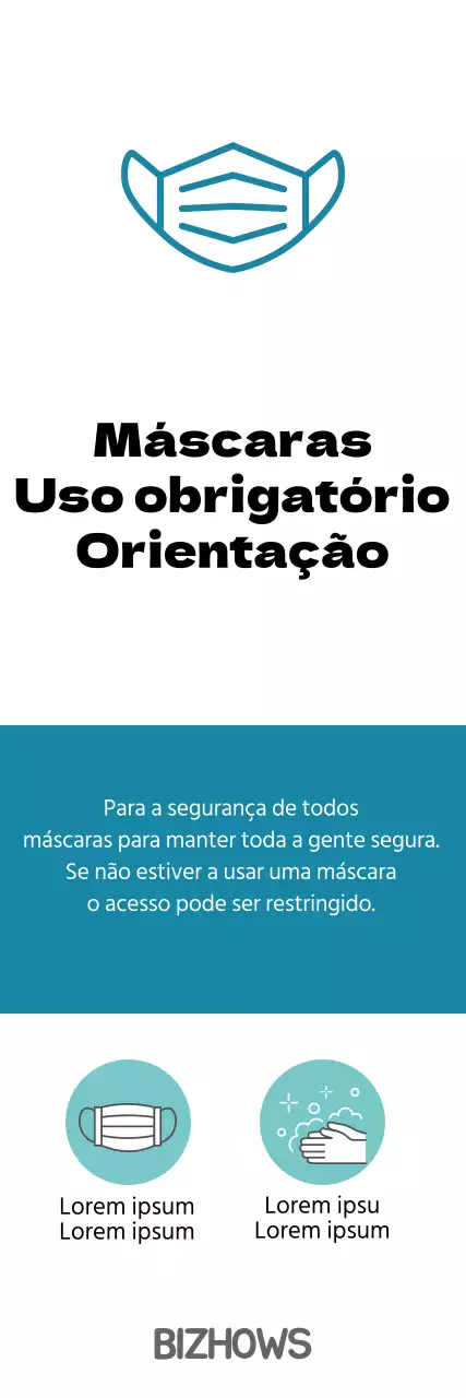 Máscaras faciais obrigatórias azuis e brancas