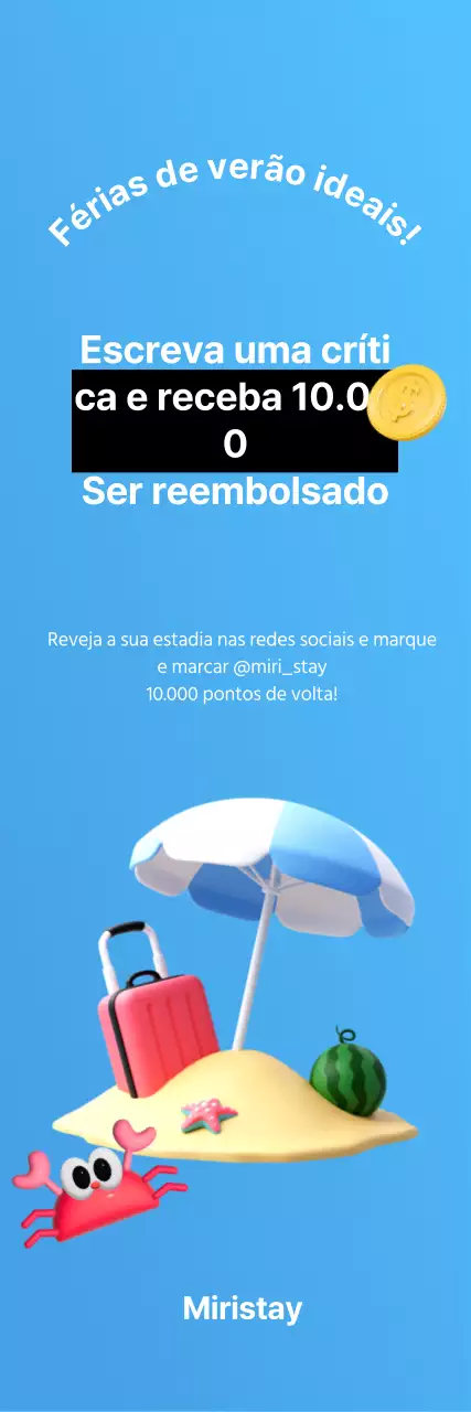 Uma promoção simples com uma imagem 3D de verão sobre um fundo azul claro