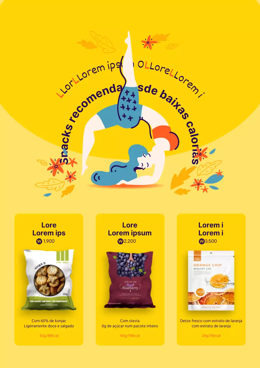 Amarelo Ilustrações simples Conceito brilhante Dieta Snacks Tema