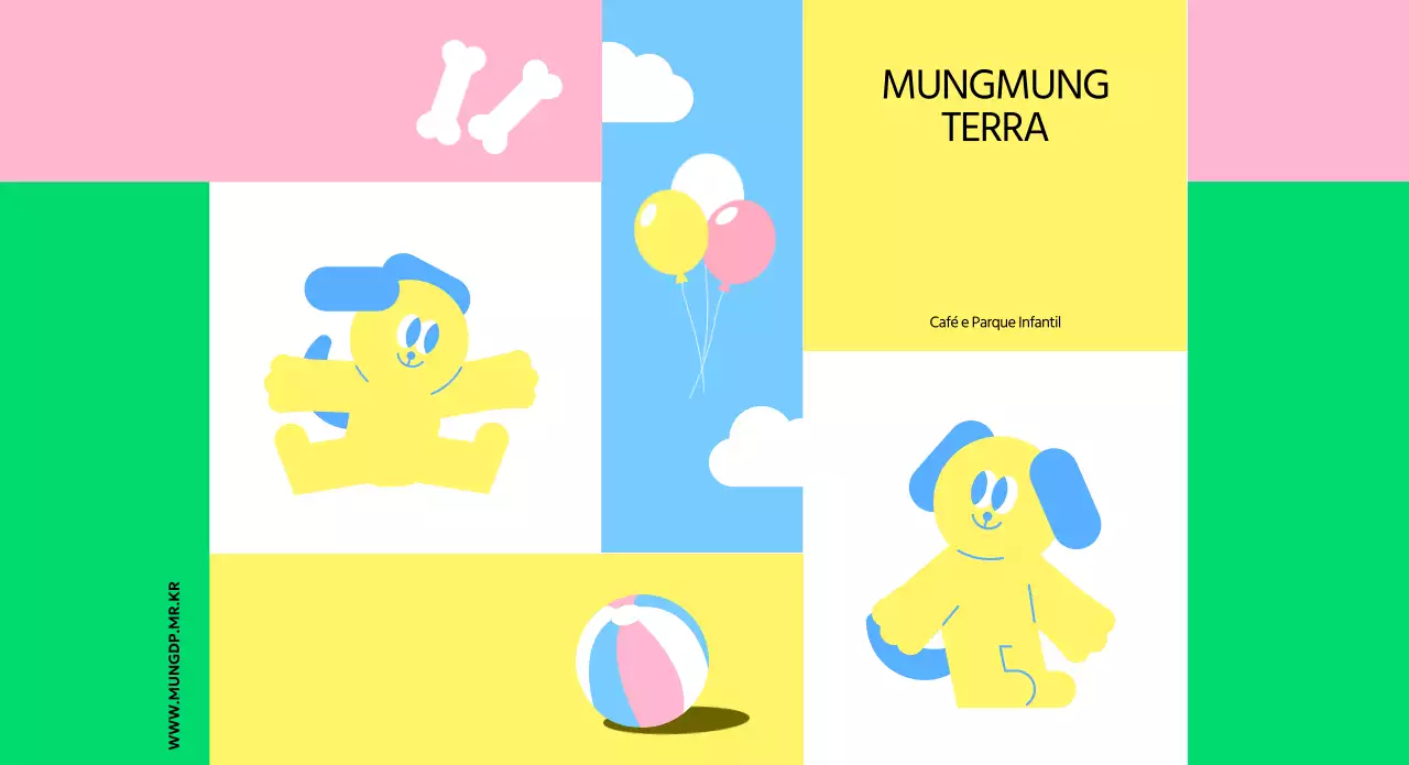 Promova o parque de diversões do seu cão com ilustrações engraçadas e cores vivas