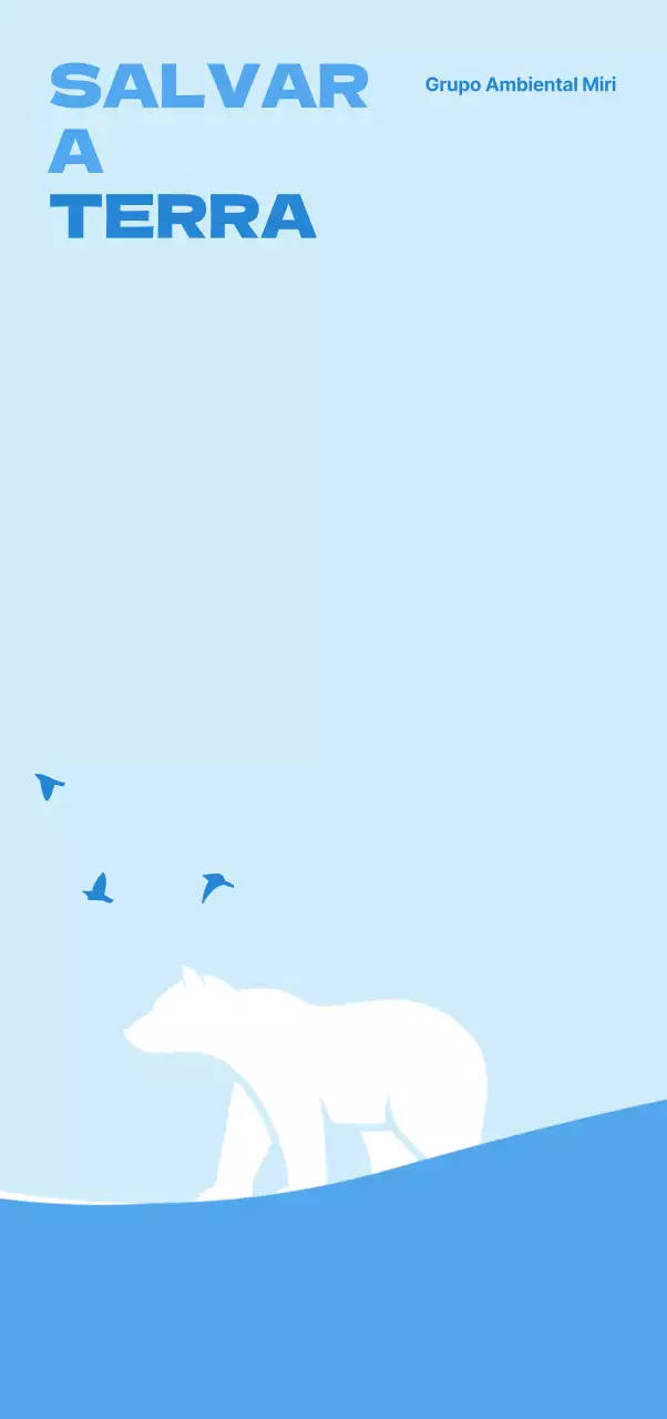 Um conceito simples para uma organização ambiental com uma ilustração de um urso polar em azul claro e azul.