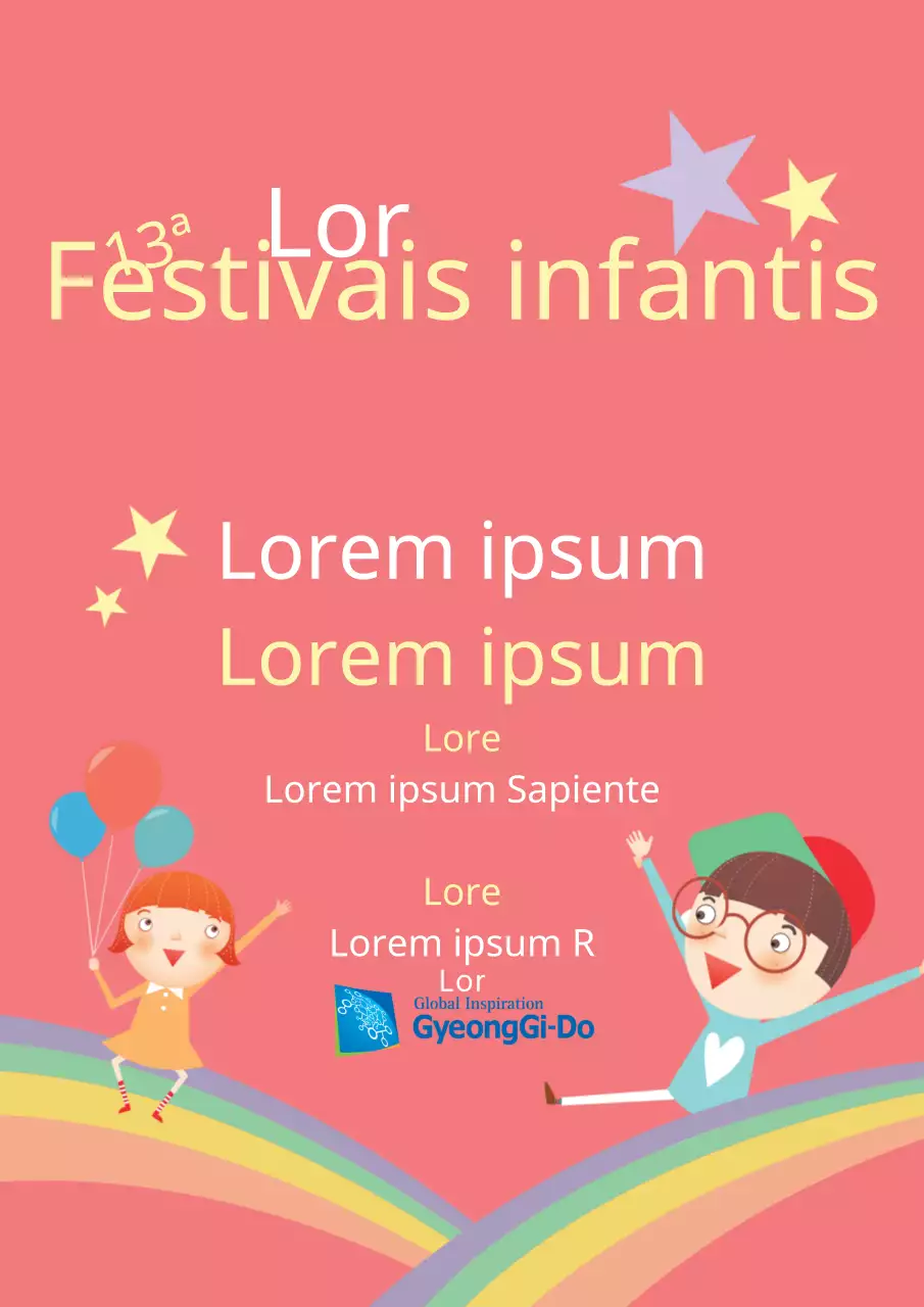 Promover um festival infantil giro com ilustrações infantis cor-de-rosa