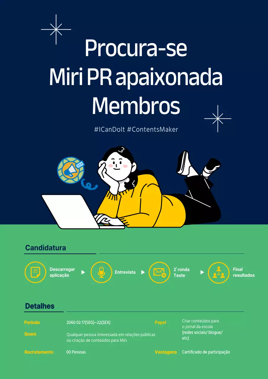 Verde marinho azul amarelo estudante universitário ilustração anúncio de emprego