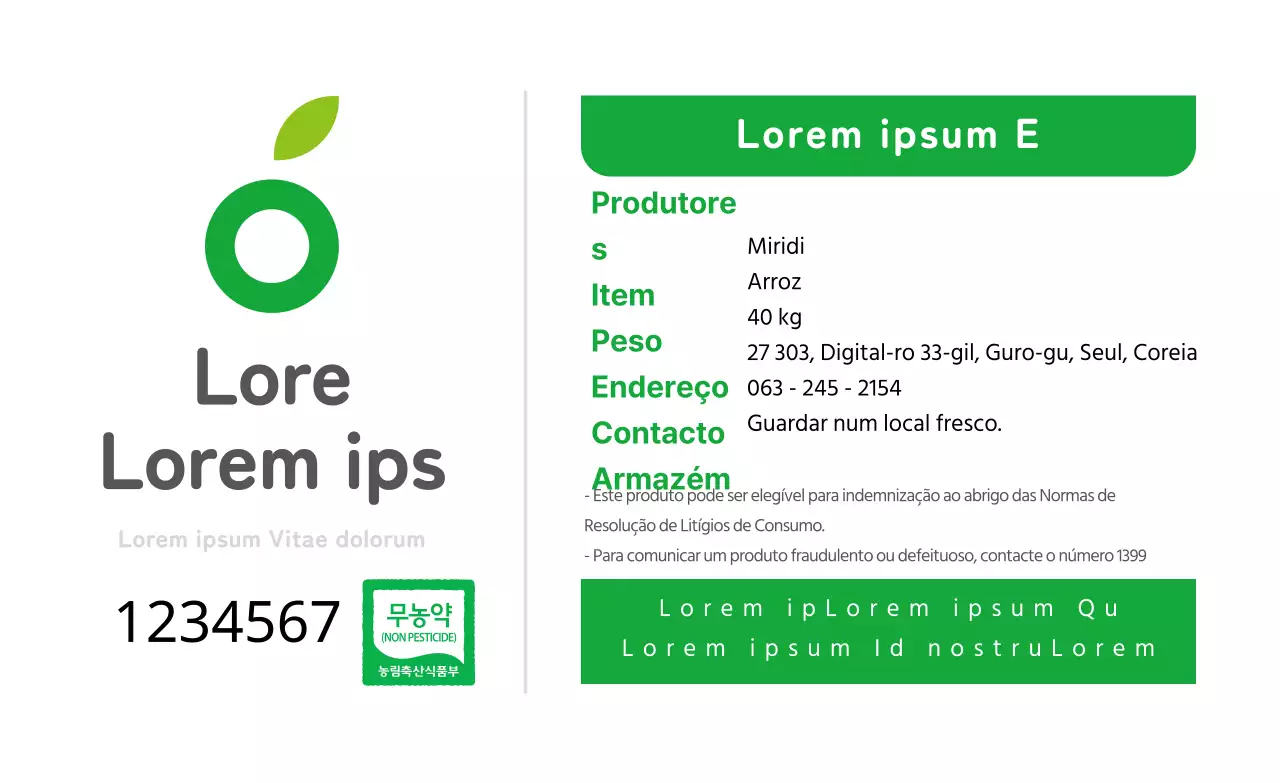Rótulos de alimentos biológicos ecológicos com texto verde