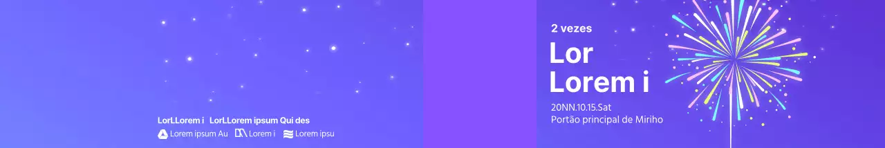 Fundos em gradiente e desenhos de estrelas para espectáculos de fogo de artifício