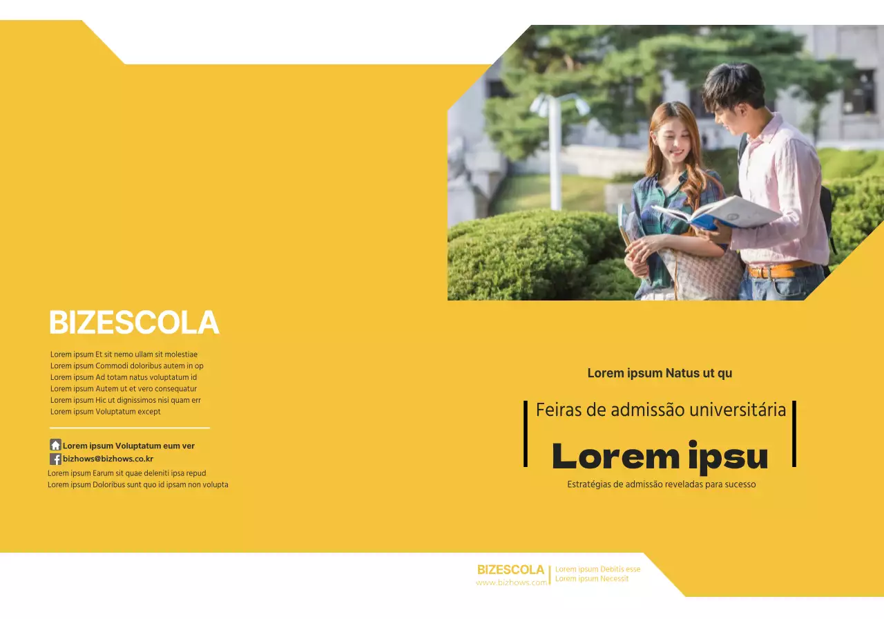 Sessão de informação universitária amarela e preta escola