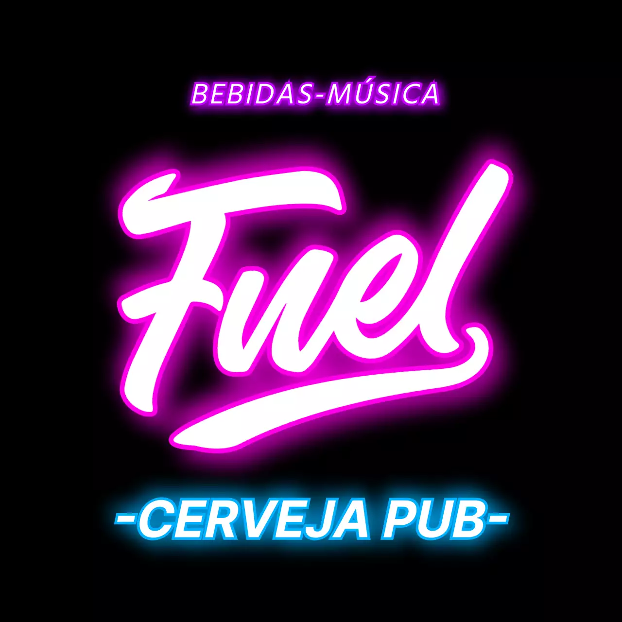 Sinalética de fachada em néon com textos e ilustrações relacionados com o brewpub em cores vivas