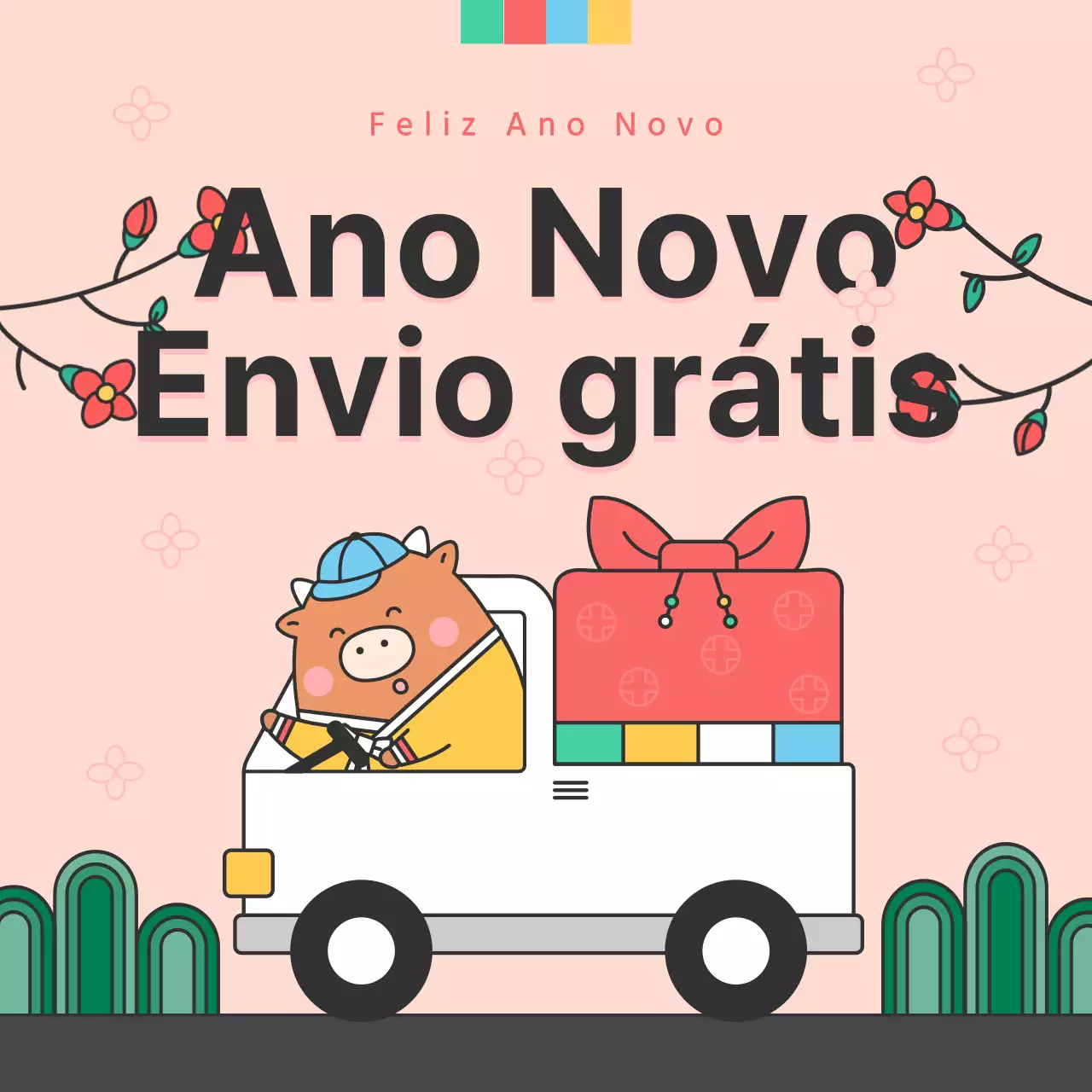 Guia de entrega do Ano Novo cor-de-rosa