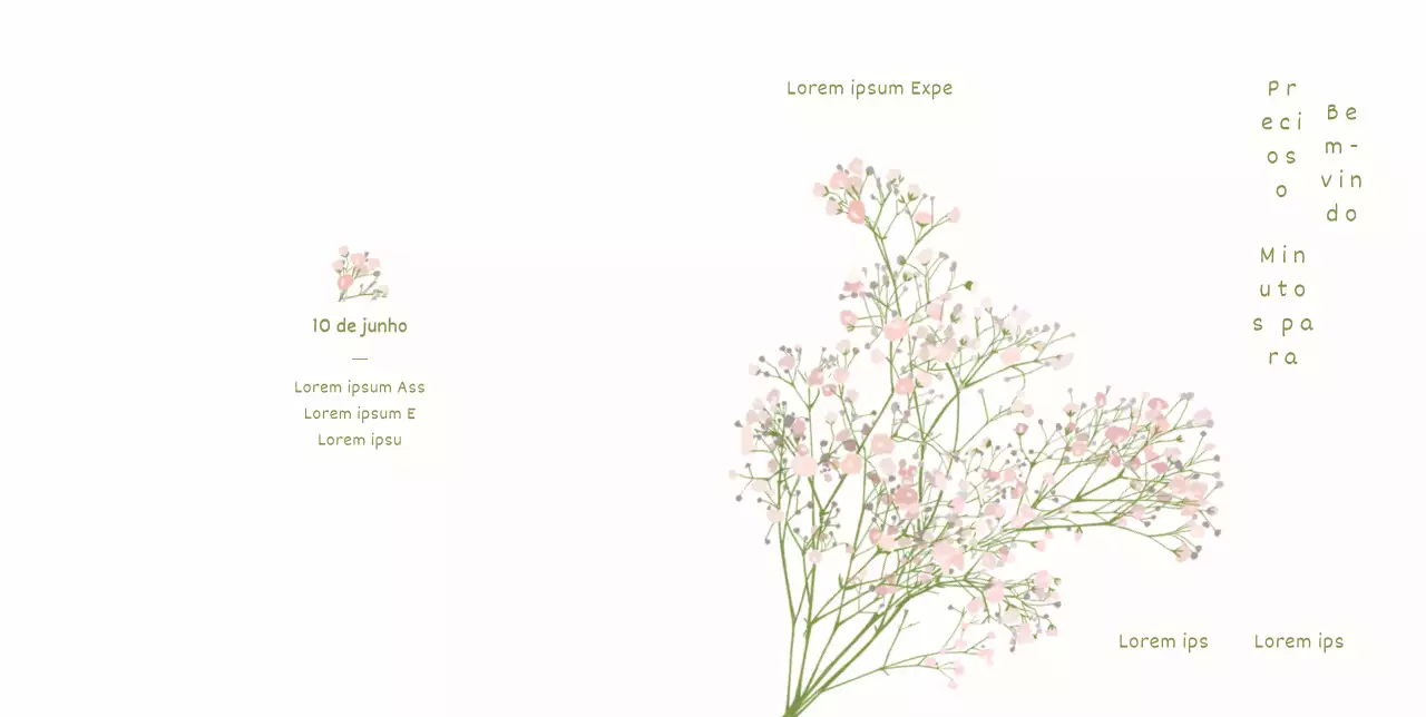 Convite de casamento educado e sentimental com ilustração de gipsofila cor-de-rosa