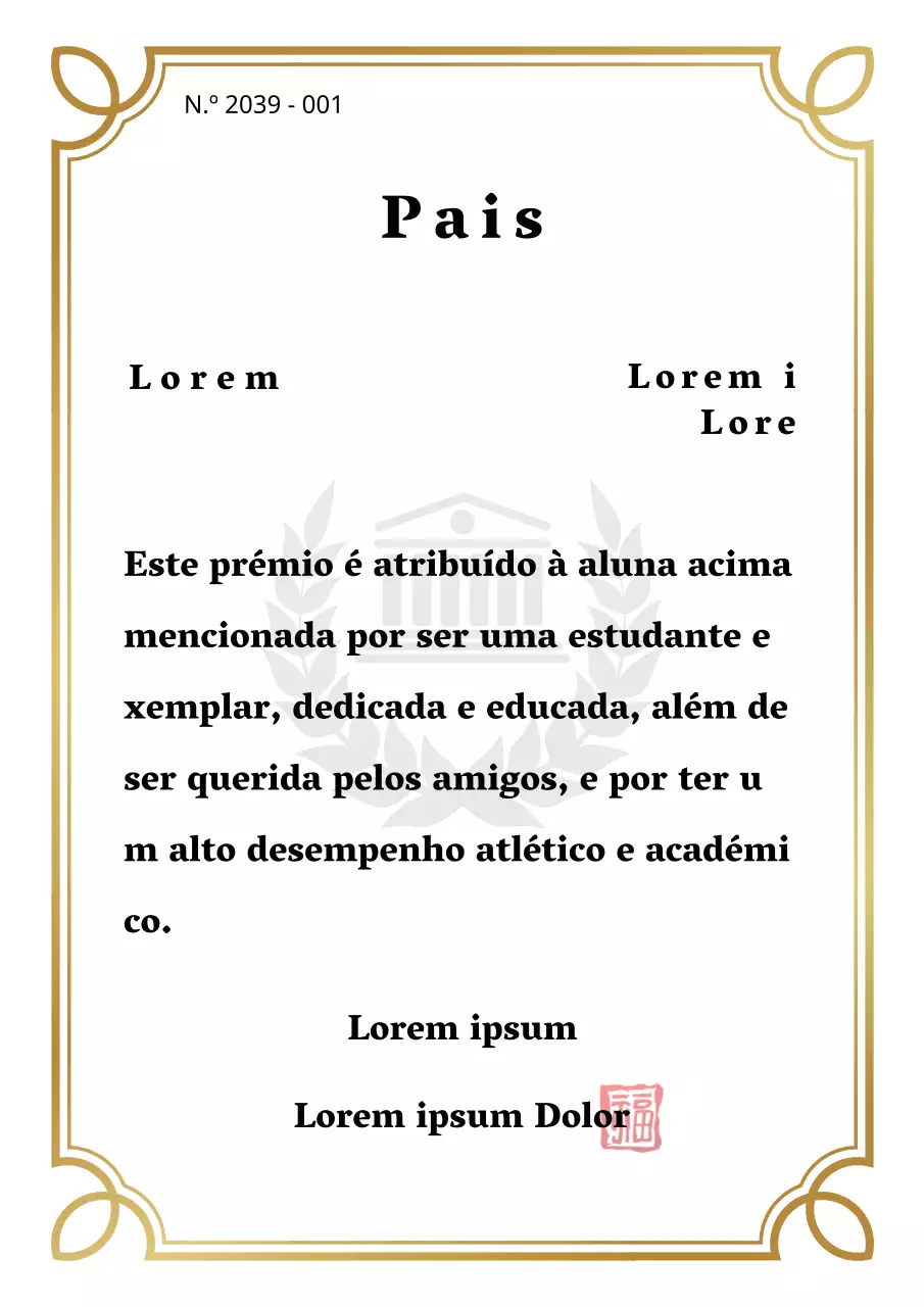 Tema de listagem predefinido com gradiente dourado