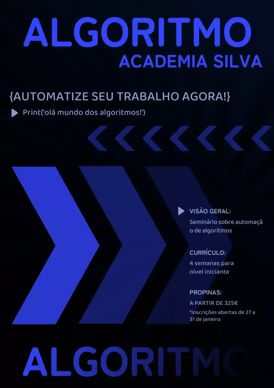 Recrutamento para o conceito de algoritmos da seta azul