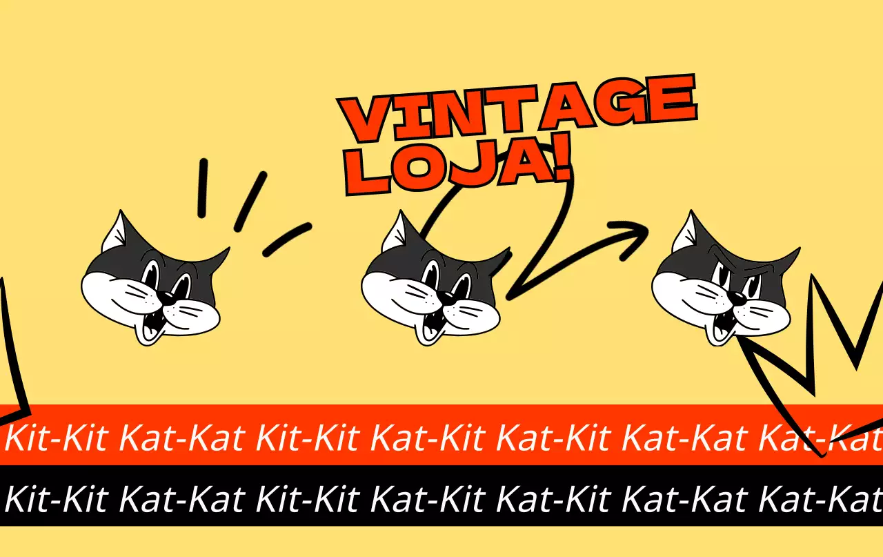 Uma loja vintage jovem e bonita em vermelho e amarelo