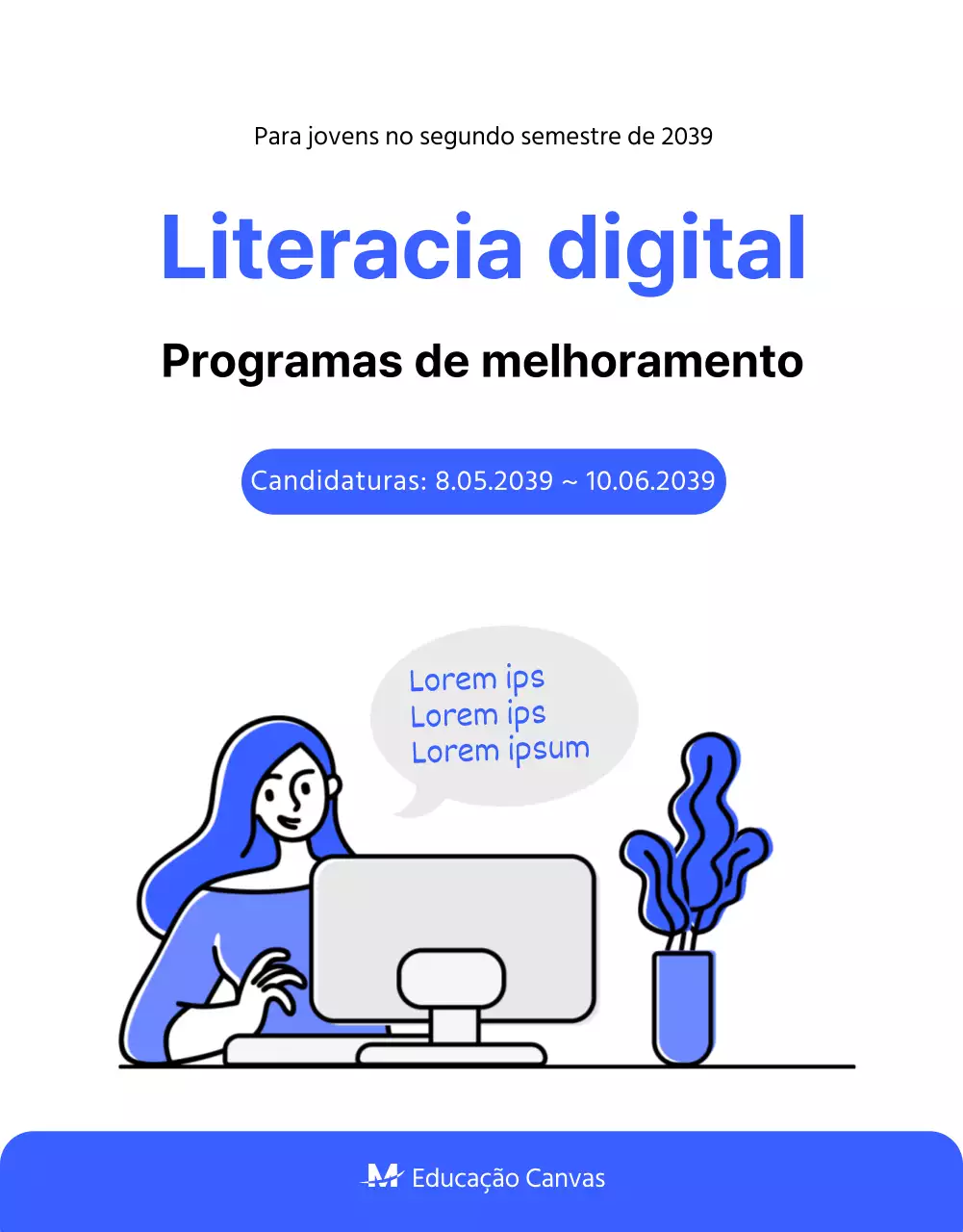 Um guia para programas de educação para a literacia digital a azul e a preto e branco