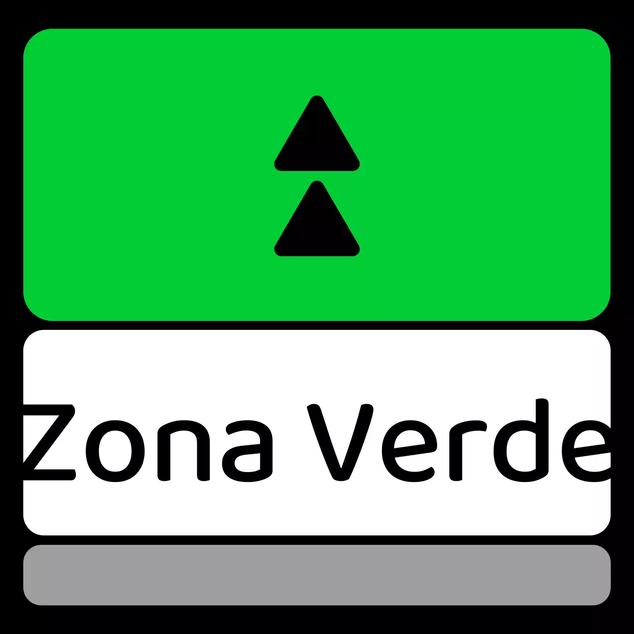 Um guia de zona simples com texto de localização verde azul roxo e geometria quadrada triangular