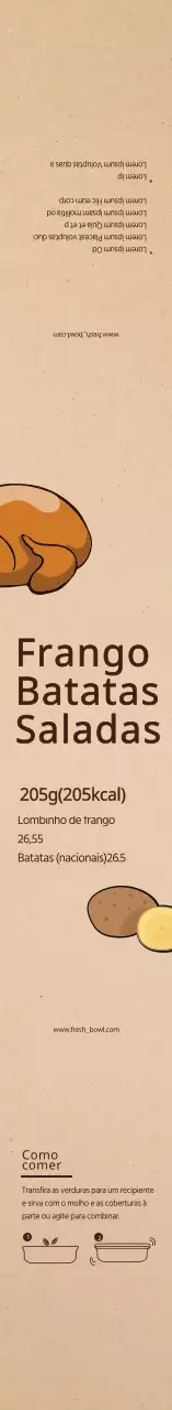 Rótulo da salada de batata com frango bege ilustrado