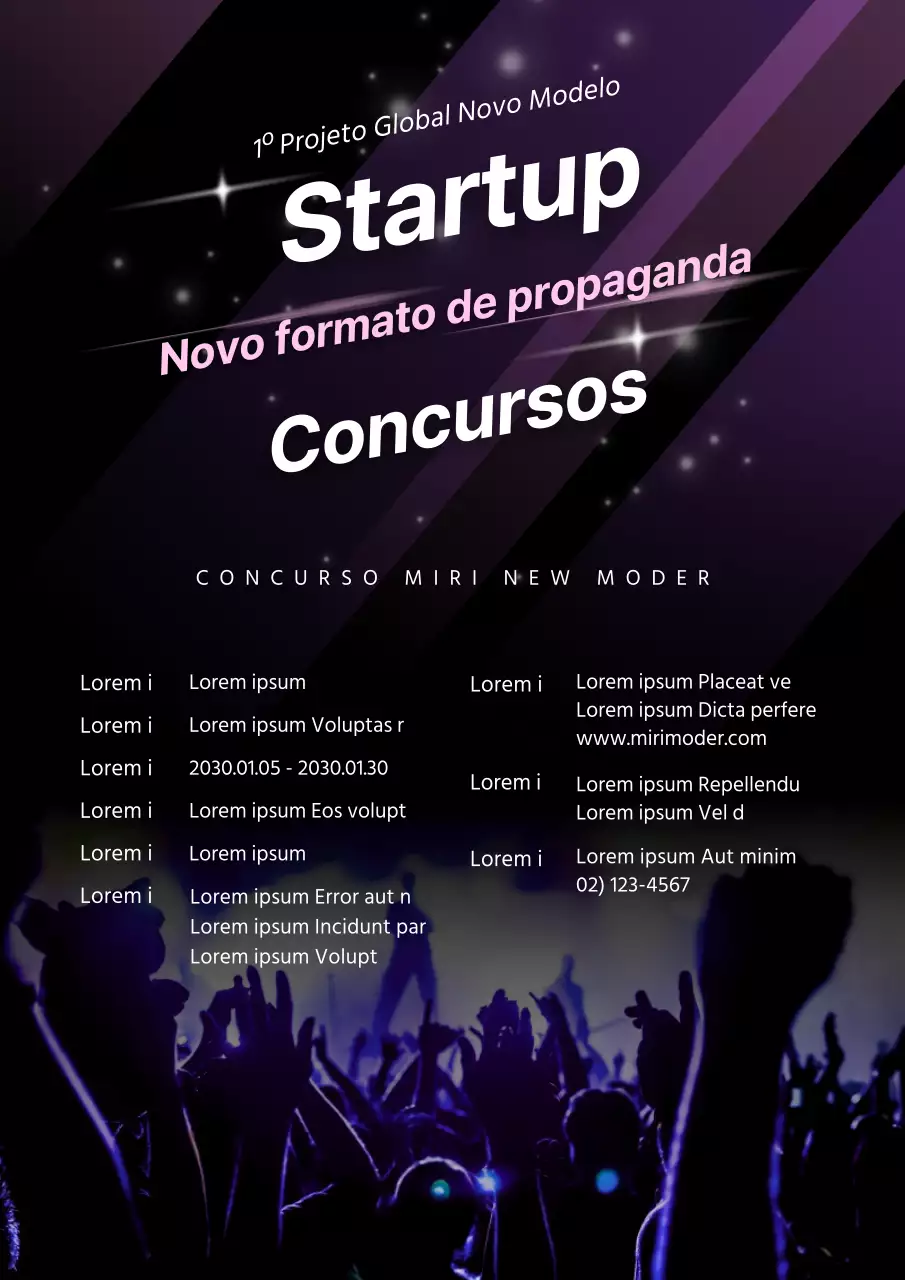 Anúncio do concurso para um novo modelo de anúncio preto e roxo