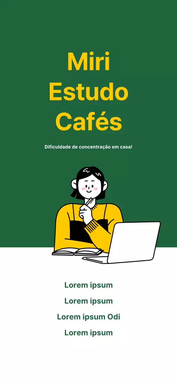 Promova o seu café de estudo com um fundo verde e limpo